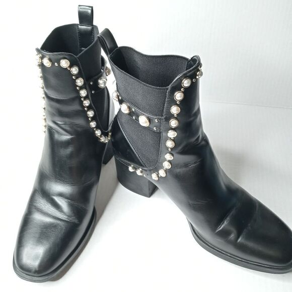Zara black studded ankle boots size 41 - Picture 12 of 16